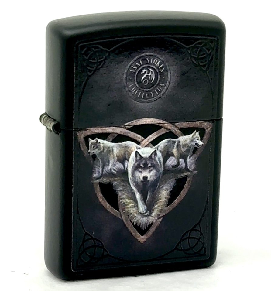 Amazon.com: Zippo Lighter- Wolf Wolves Triquetra Black Matte